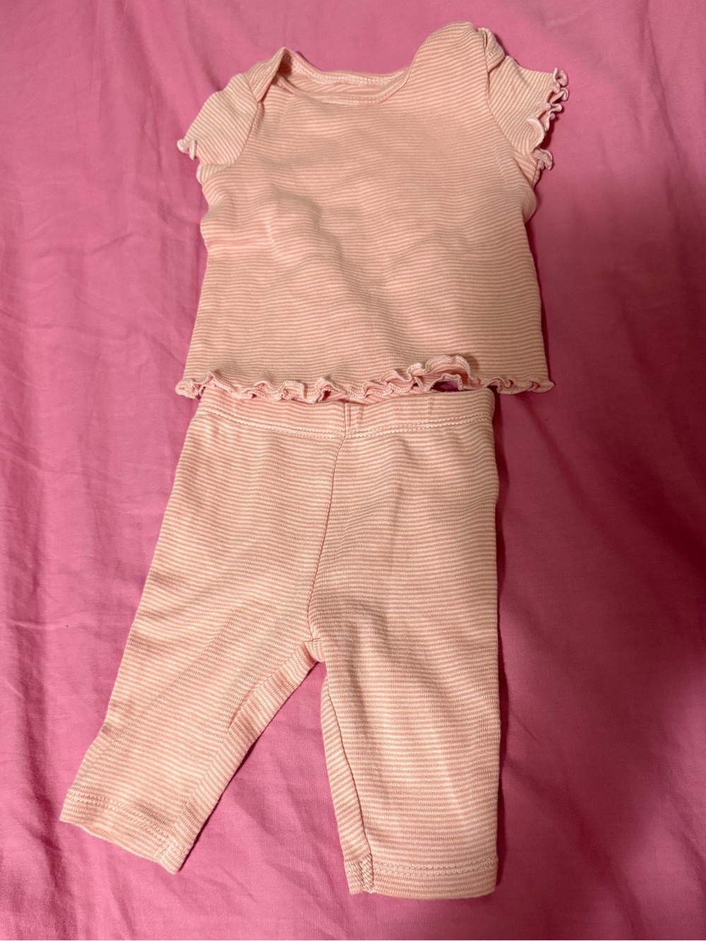 Carter's Pink Ribbed Ruffle Sleeve Baby Top